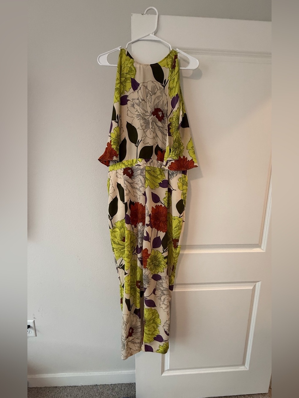 River Island Floral Halter Jumpsuit - Lime, Cream & Rust